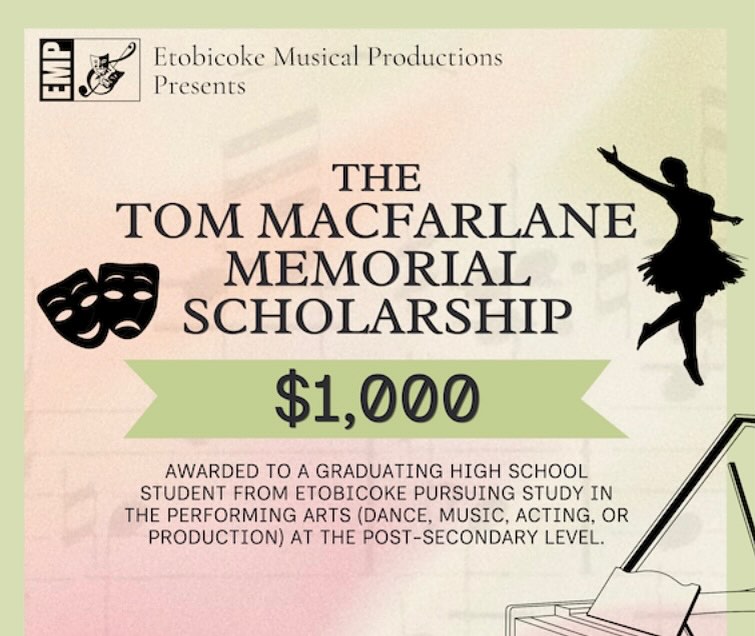 ATTN #Etobicoke #GRADS!! 🎓 If you or someone you know is graduating high school this year and pursuing further education in the arts, you’ll want in on this. EMP is once again offering a $1000 Scholarship to help offset tuition costs. Less than 1 week left to get your 2026 application in - it’s easy to apply and great for the wallet and the CV. Get your app in today! All the details at the #SCHOLARSHIP link in our bio (https://www.e-m-p.ca/tom-macfarlane-memorial-scholarship/)